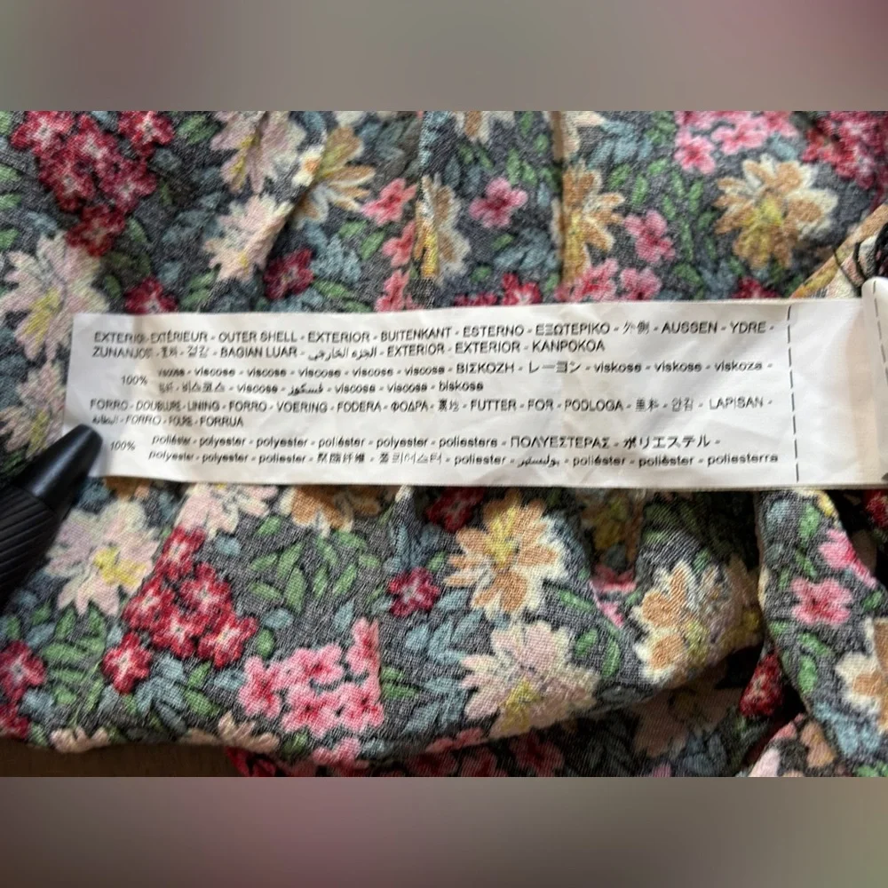 Zara Floral V-Neck Mini Dress Blogger Favorite Metallic XS Cottagecore - Picture 8 of 13